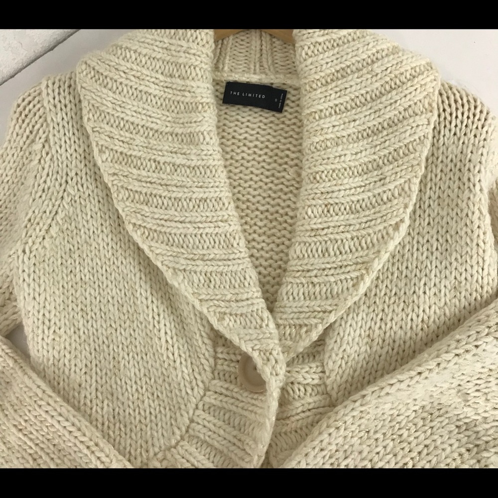 The Limited Wool Chunky Knit One Button Cardigan